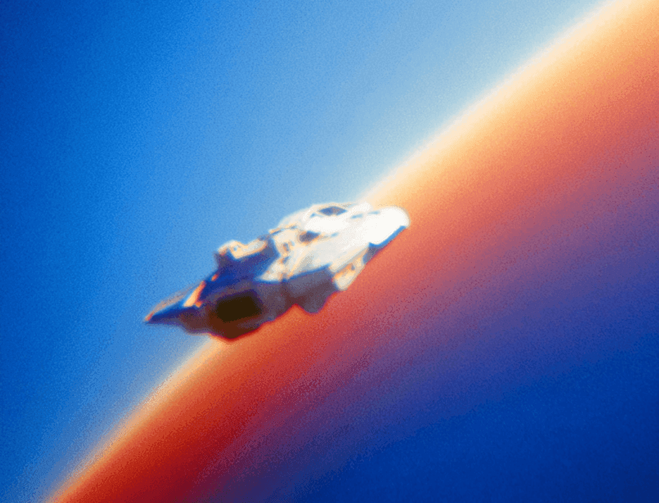 Rocket crossing a vivid atmospheric gradient