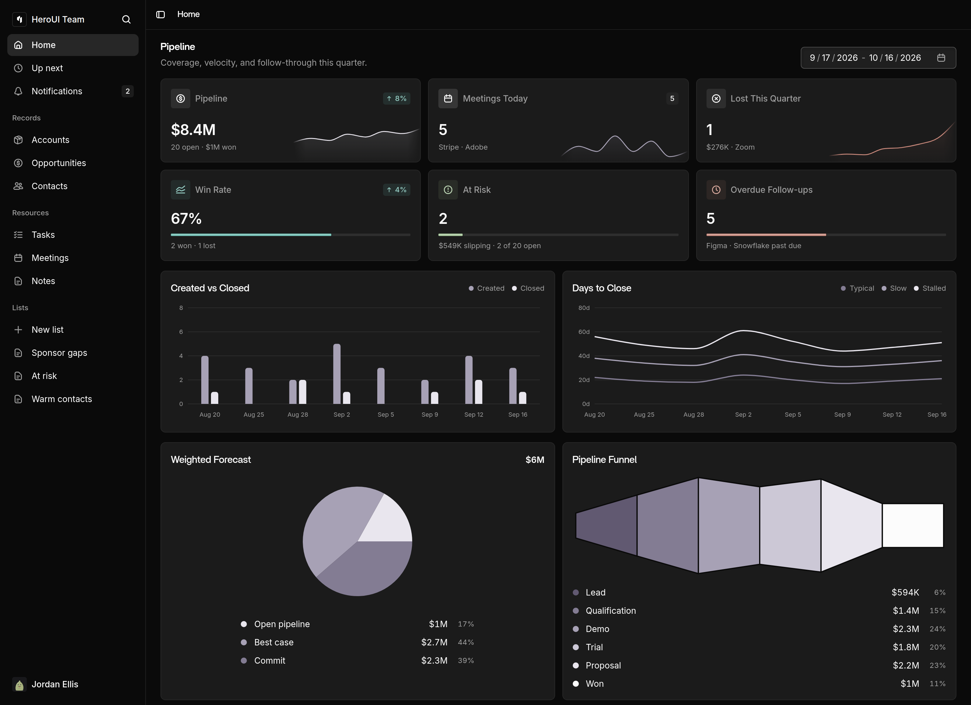 CRM template preview