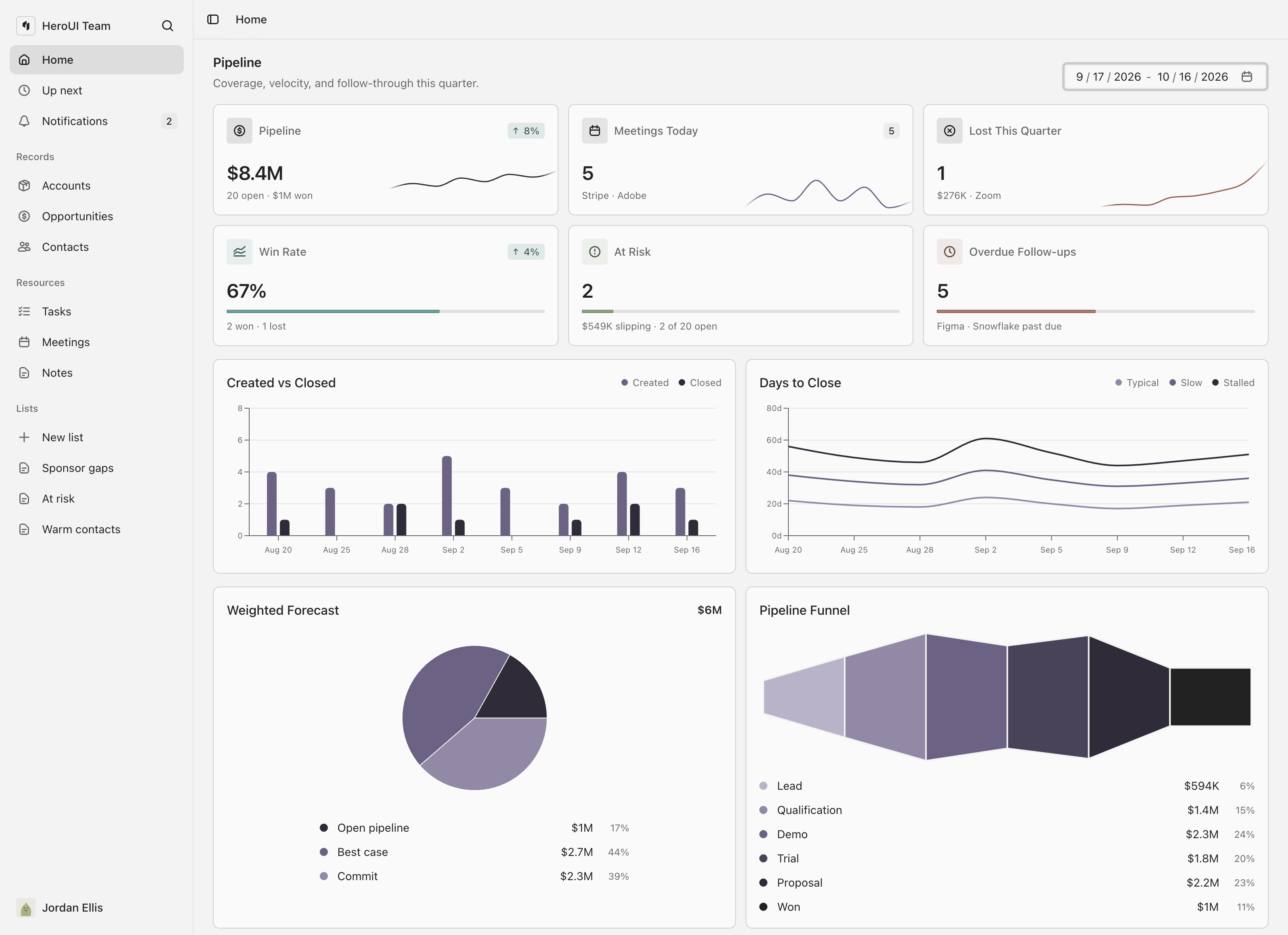 CRM template preview